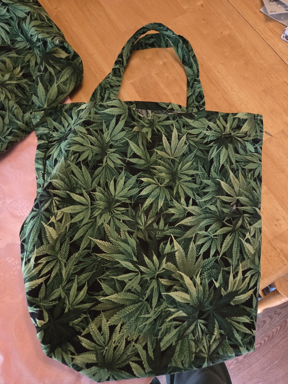 Green Leaf Print Tote Bag